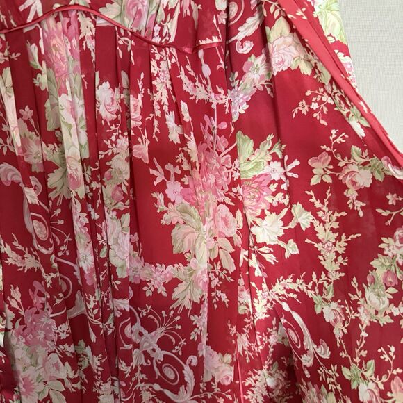 Oscar De La Renta VGT Pink Label Set Medium Satin Floral Robe And Nightgown - Picture 12 of 16